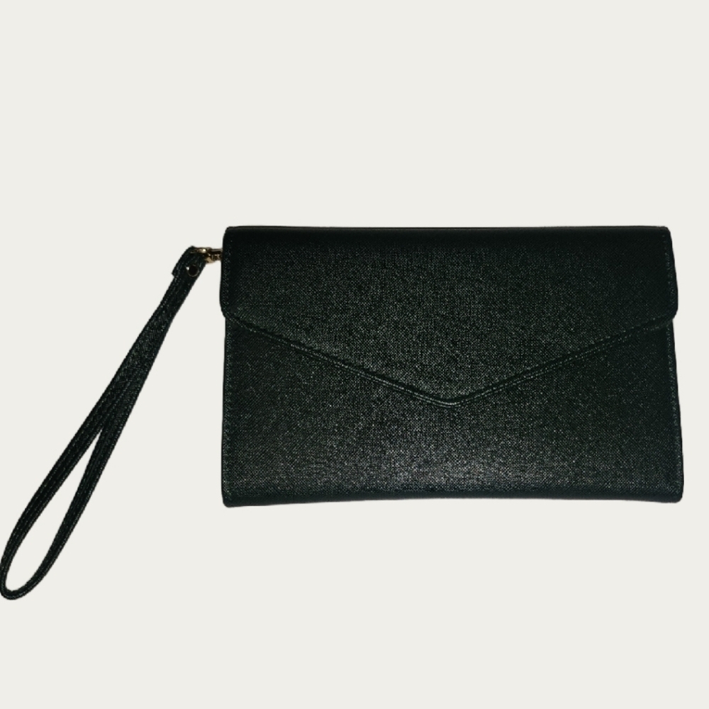Krosslon FAUX Saffiano TRI FOLD Passport Holder/ Wallet Wrislet EUC
